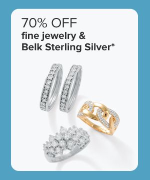 70% off fine jewelry and Belk Sterling Silver. Silver and gold rings. 