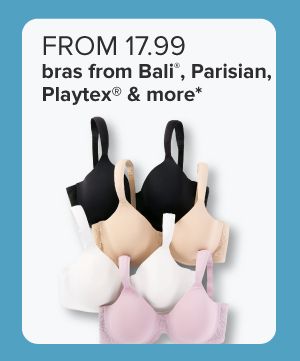 From 17.99 bras from Bali, Parisian, Playtex and more. Assorted bras. 