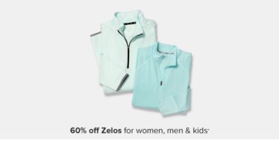 Two green zip-up shirts. 60% off Zelos for women, men & kids.