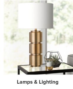 Image of a brown lamp with white lamp shade. Lamps and lighting.