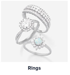 Three diamond rings. Shop rings.