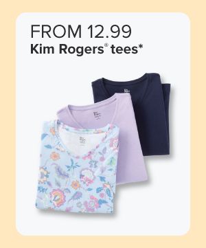 From 12.99 Kim Rogers tees. Navy and floral print t-shirts. 