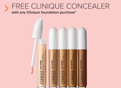 Clinique Even Better concealers in different shades. Free Clinique concealer with any Clinique foundation purchase.