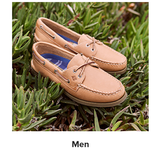 Brown lace-up boat shoes. Men. 
