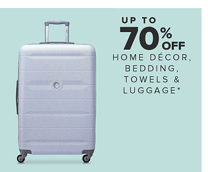 Image of 2 purple suitcases. Up to 70% off home decor, bedding, towels and luggage.