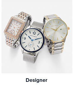 Three designer watches in different styles. Shop designer watches.