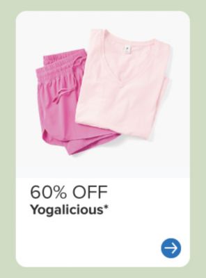 Various yoga clothes. 60% off Yogalicious.