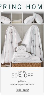 An assortment of white pillows, sheets & mattress pads. Up to 50% off pillows, mattress pads & more. Shop now.