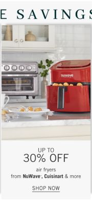 A red air fryer next to a toaster oven. Up to 30% off air fryers from Nu Wave, Cuisinart & more. Shop now.