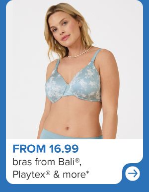 A woman in a bra and panty set. From 16.99 bras from Warner's, Playtex and more.
