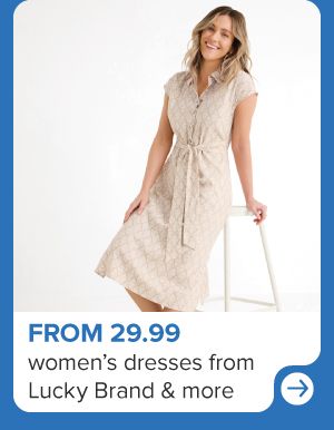 A woman in a tan dress. From 29.99 women's dresses from Lucky Brand and more.