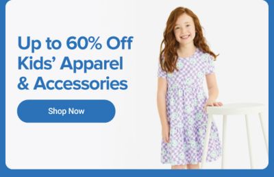 A girl in a dress. Up to 60% off kids' apparel and accessories.