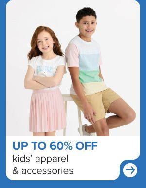 Kids' in spring apparel. Up to 60% off kids' apparel and accessories.