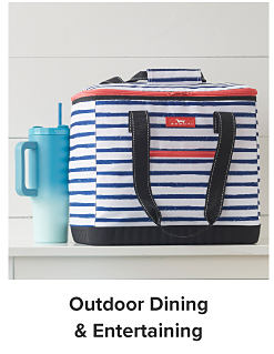 An image of a cooler and tumbler. Shop outdoor dining and entertaining.