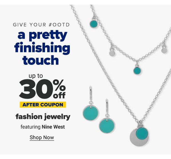 Give your %OOTD a pretty finishing touch. Up to 30% off fashion jewelry after coupon, featuring Nine West. Shop Now.