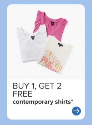 Three women's shirts. Buy one, get two free contemporary shirts.