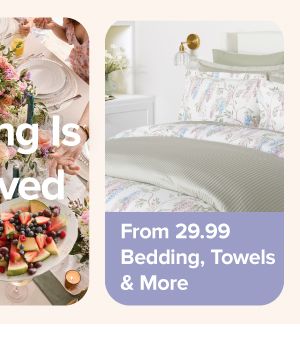 A white floral bedding set. From 29.99 bedding, towels and more.