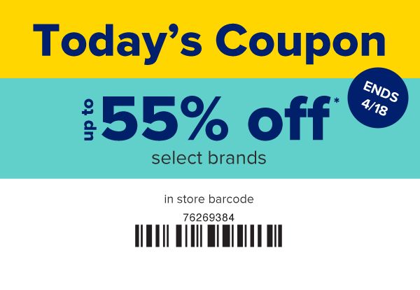 Today's Coupon - Up to 55% off select brands.