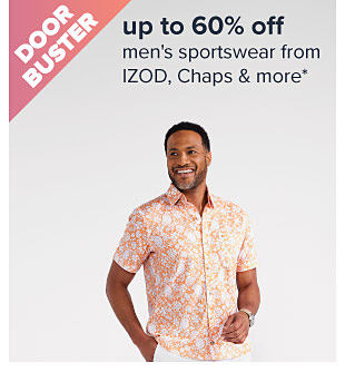 Up to 60% off men's sportswear from IZOD, Chaps & more. Image of a man in a collared shirt. Shop now.