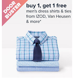 Buy 1, get 1 free men's dress shirts and ties from IZOD, Van Heusen & more.