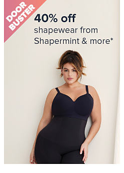 Image of a woman wearing black shapewear. Doorbuster 40% off shapewear from Shapermint and more. 