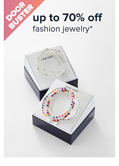 Image of jewelry in boxes. Doorbuster. Up to 70% off fashion jewelry.