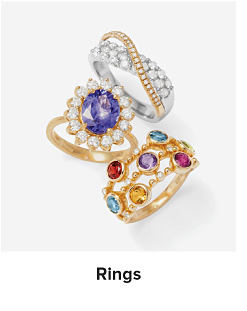 Image of assortment of rings. Shop rings.
