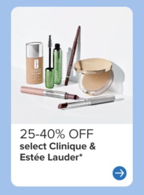 Clinique and Estee Lauder beauty products. 25 to 40% off select Clinique and Estee Lauder.
