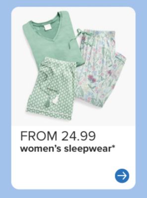 A green sleepwear set. From 24.99 women's sleepwear.