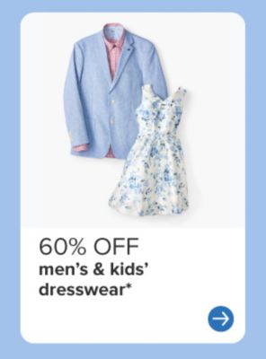 A blue sport coat and girls' dress. 60% off men's and kids' dresswear.