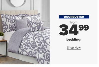 A reversible bedding set in gray and white featuring matching pillow shams and coordinating throw pillows. Doorbuster. From 34.99 bedding. Shop now.