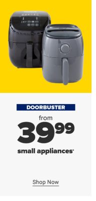 Two air fryers in black and gray. Doorbuster. From 39.99 small appliances. Shop now.