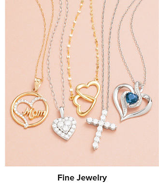 An image featuring several pendant necklaces. Shop fine jewelry