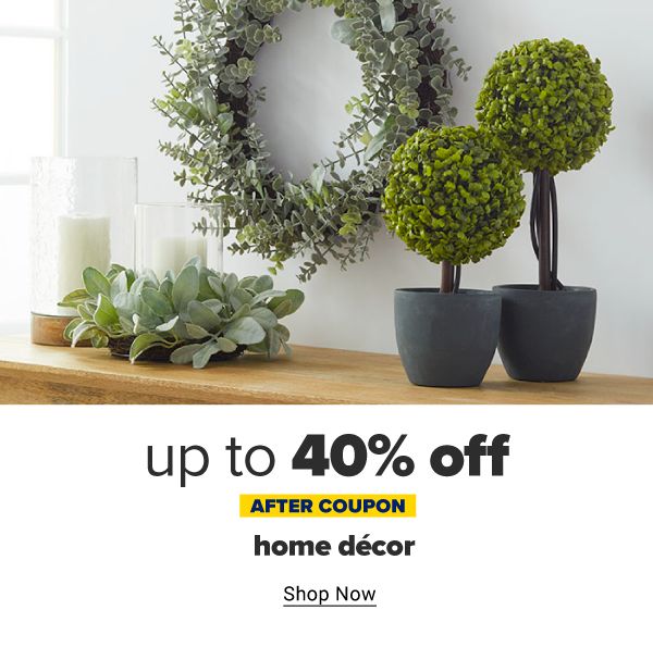 Up to 40% off home decor after coupon. Shop Now.