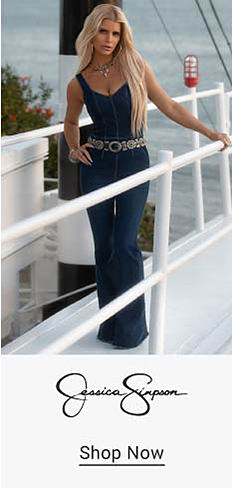 Image of Jessica Simpson in a denim jumpsuit. Jessica Simpson. Shop now