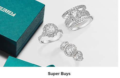 Image of various diamond rings. Shop super buys.