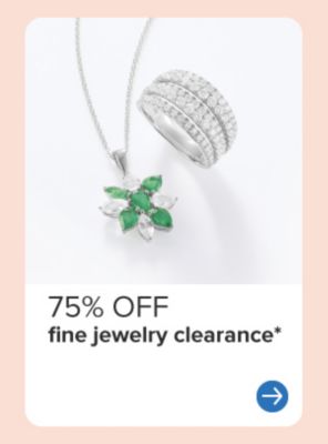 A green pendant and diamond ring. 75% off fine jewelry clearance.