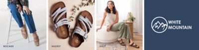 Various White Mountain women's shoes and sandals including the Bocage, Haziest and Hazy styles. White Mountain.
