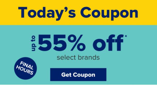 Today's Coupon - Up to 55% off select brands. Get Coupon.