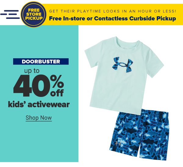 Doorbuster - Up to 40% off kids' activewear. Shop Now.