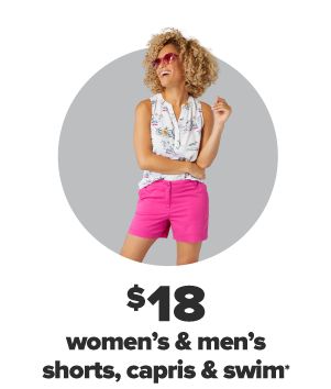 Daily Deals - $18 women's & men's shorts, capris & swim.