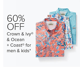Tropical men's shirts. 60% off Crown and Ivy and Ocean and Coast for men and kids.