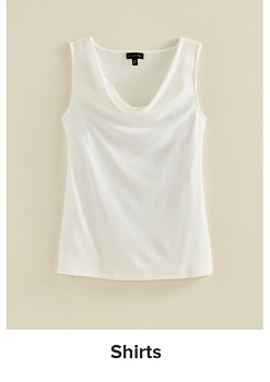 An image of a white sleeveless top. Shop shirts.