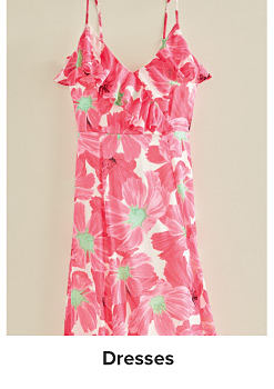 An image of a floral dress. Shop dresses.