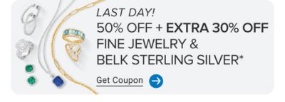 Image of assorted necklaces, rings and earrings. Now to May 4. 50% off plus an extra 30% off fine jewelry and Belk Sterling Silver. Get coupon.