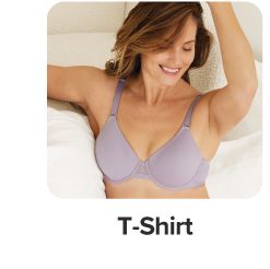 A woman in a tee shirt bra. Shop tee shirt bras.