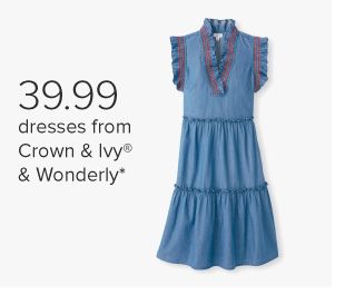 A blue dress. 39.99 dresses from Crown and Ivy and Wonderly.