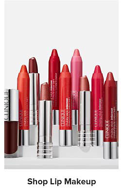 Assortment of lipsticks and lipglosses. Shop lip makeup. 