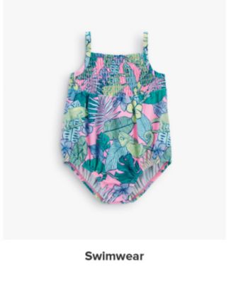 An image of a baby girls' floral one piece swimsuit. Shop swimwear.