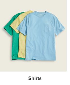 T-shirts in various colors. Shop shirts.